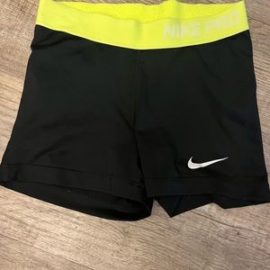 Nike pro shorts black lime green